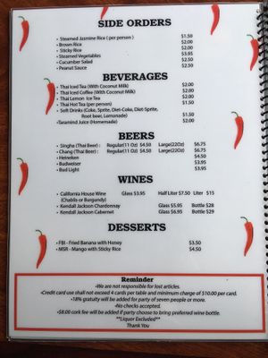 Menu page 5 at Bangkok Garden in Sacramento