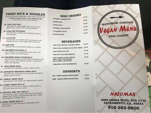 Vegan Menu But Watch Out for Honey at Bangkok Garden in Sacramento