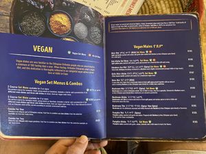 Vegan menu  at Addis in Cape in Cape Town