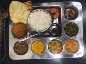 Ordered a vegan thali with potato paratha.  at Nagalingam's Bhavan in Kandy