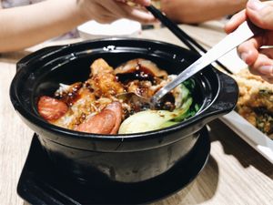 Claypot rice with ‘chicken’ & mushrooms at Green Signature - Yishun in North Singapore