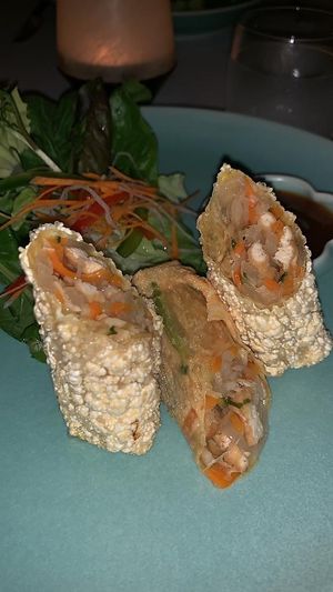 Fried bean skin spring rolls, third course of the set menu at The Pepper Tree in Phu Quoc