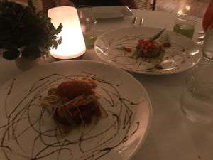 Tomato tartare in the front at The Pepper Tree in Phu Quoc