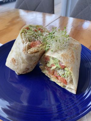 Tempeh avocado wrap at Cali Cafe in Cozumel