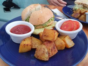 Unchicken burger at Cali Cafe in Cozumel