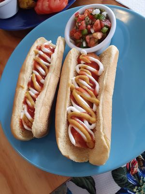 Classic hotdogs at Cali Cafe in Cozumel
