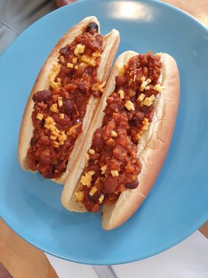 Chilli hotdogs at Cali Cafe in Cozumel