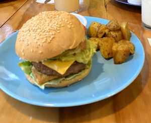 Beyond burger  at Cali Cafe in Cozumel