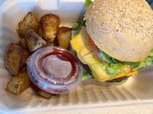 Beyond burger  at Cali Cafe in Cozumel