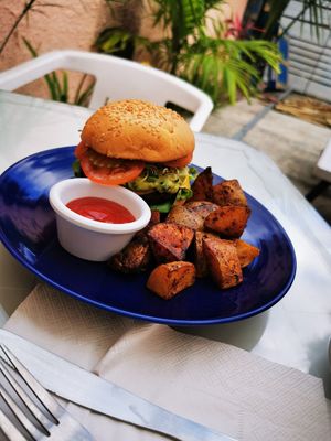 Chipotle burger at Cali Cafe in Cozumel