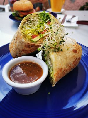 Tempeh avocado wrap at Cali Cafe in Cozumel