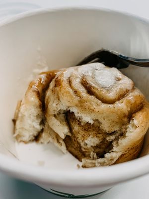 Vegan cinnamon bun at Wild Trails Coffee in North Vancouver