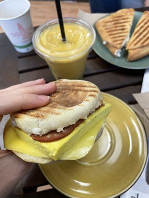 Vegan Breakfast Sandwich, To My Surprise Smoothie and Turkey Panini  at Wild Trails Coffee in North Vancouver