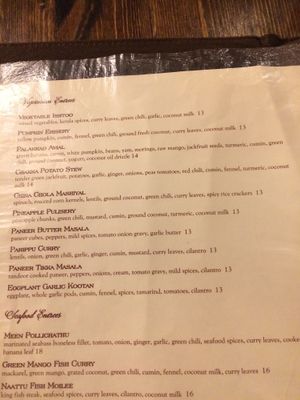 veg options at Kathakali Indian Cuisine in Kirkland