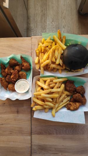 Burger Meal and nuggets and chips at The Green Grill - Walthamstow in East London