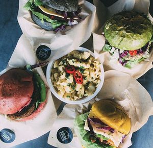 Different coloured buns  at The Green Grill - Walthamstow in East London