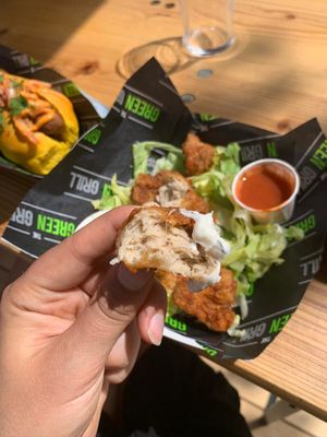 Best vegan chicken i've ever had hands down. Deep fried and crispy, amazing texture. Buffalo sauce and garlic mayo! So good at The Green Grill - Walthamstow in East London