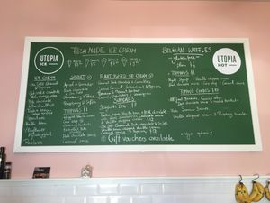 Menu  at Utopia Ice in Christchurch