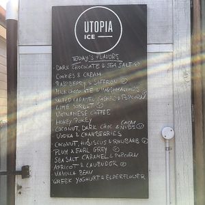 Menu at Utopia Ice in Christchurch