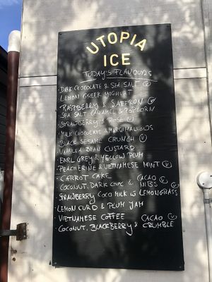 menu as of march 2020 at Utopia Ice in Christchurch