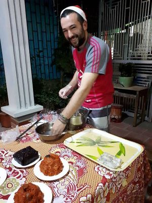 One of the chef's helper at work. at Hao Tea House in Ha Giang