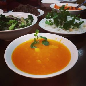 During the season, we love to prepare the pumpkin soup. at Hao Tea House in Ha Giang