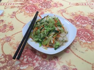 Fried noodles with veggies at Hao Tea House in Ha Giang