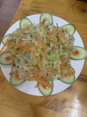 Veggies and noodles at Hao Tea House in Ha Giang