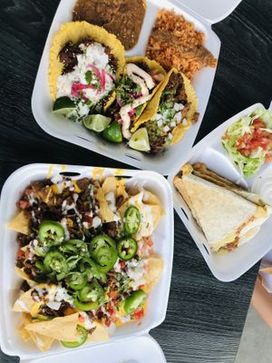 Taco combo, nachos, and quesadilla  at Doomie's NextMex - Vine in Hollywood