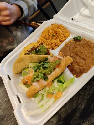 Taco and taquitos plate. Rice and beans were phenomenal at Doomie's NextMex - Vine in Hollywood