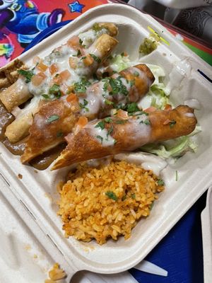 2 taquitos and 1 flauta   at Doomie's NextMex - Vine in Hollywood