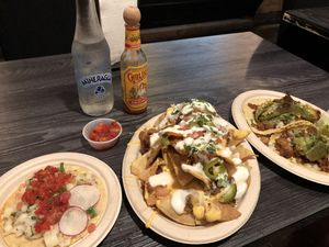Vegan Ceviche, Nachos, Carnitas Tacos  at Doomie's NextMex - Vine in Hollywood