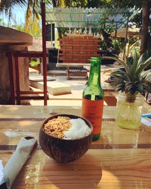 Smoothie & kombucha!  at Ahimsa Vegan Cafe in Mirissa