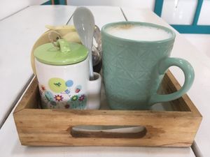 Café con leche de avena  at Happy Cactus in Fuerteventura