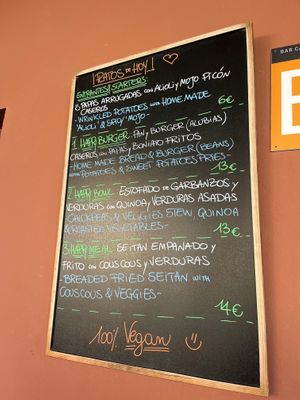 Example of menu  at Happy Cactus in Fuerteventura
