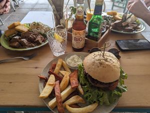 Burger and "happy meals". at Happy Cactus in Fuerteventura