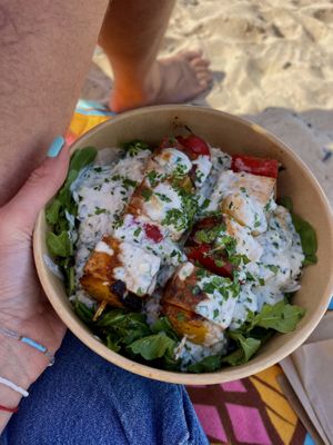 These tofu skewers were sensational   at Happy Cactus in Fuerteventura