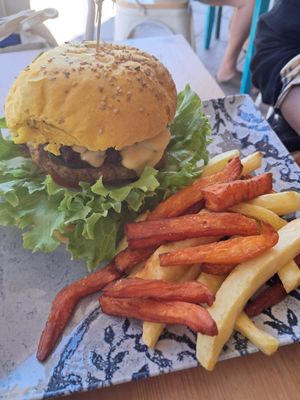 Vegan burger at Happy Cactus in Fuerteventura