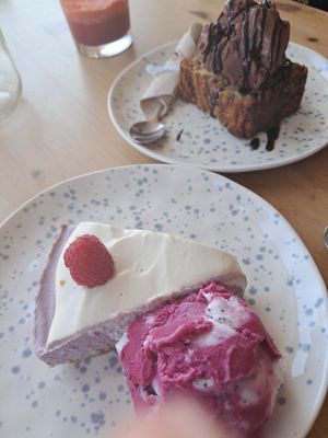 Cheese cake with Dragon fruit ice cream at Happy Cactus in Fuerteventura