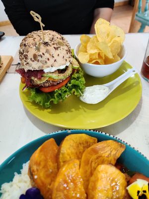 Vegan burger at Happy Cactus in Fuerteventura