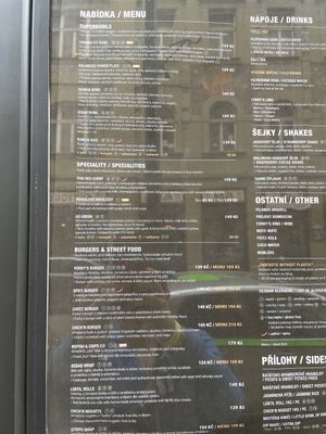 Menu1 at Forky's - Veleslavinova in Prague