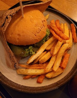 amazing burger with fries 😋 at Forky's - Veleslavinova in Prague