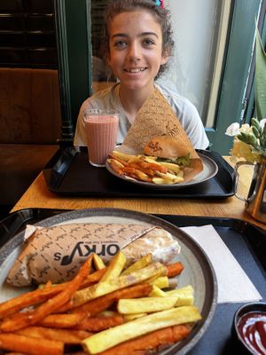 Chic’n sandwich for him and wrap for me  at Forky's - Veleslavinova in Prague