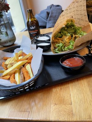Vegan shawarma with fries   at Forky's - Veleslavinova in Prague