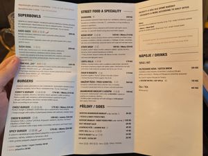 Menu at Forky's - Veleslavinova in Prague
