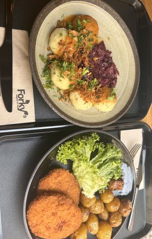 Potato dumplings and schnitzel   at Forky's - Veleslavinova in Prague