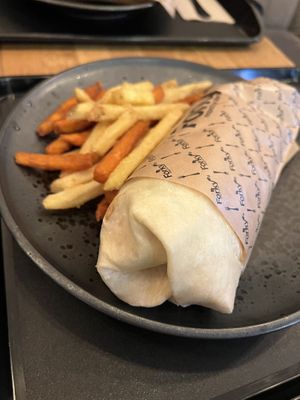 Strip wrap with fries #Veganuary at Forky's - Veleslavinova in Prague