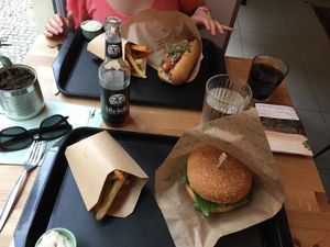 Not Dog and a Spicy Burger. Yuss! at Forky's - Veleslavinova in Prague