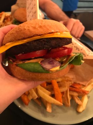burnt burger and cold chips :( at Forky's - Veleslavinova in Prague
