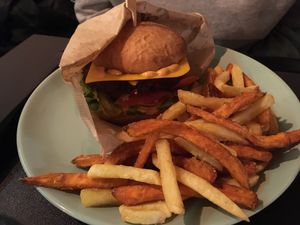 Cheese burger & potato/sweet potato fries at Forky's - Veleslavinova in Prague
